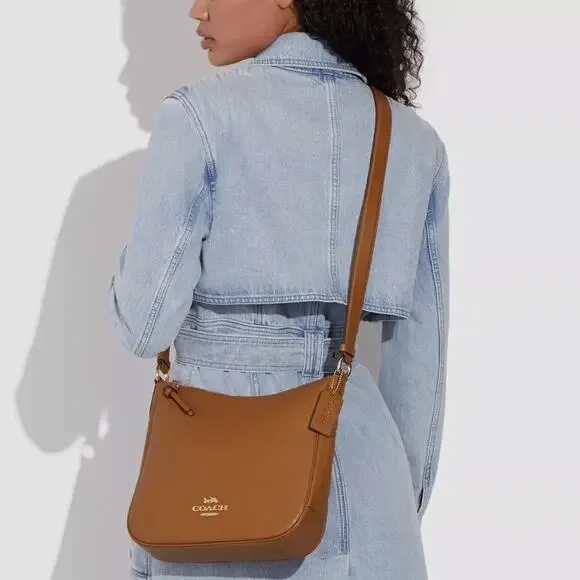 Coach NWT Ellie File Pebbled Leather Crossbody Bag C1648 in Light Saddle